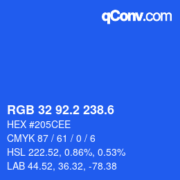 カラーコード: RGB 32 92.2 238.6 | qconv.com