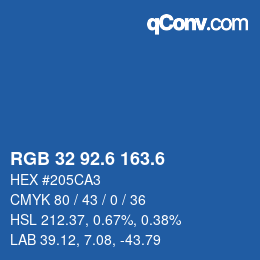 カラーコード: RGB 32 92.6 163.6 | qconv.com