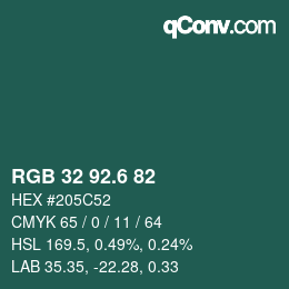 カラーコード: RGB 32 92.6 82 | qconv.com