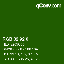 カラーコード: RGB 32 92 0 | qconv.com