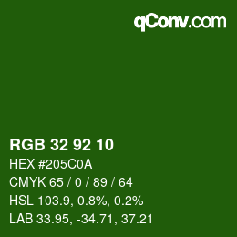 颜色代码: RGB 32 92 10 | qconv.com