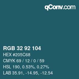 カラーコード: RGB 32 92 104 | qconv.com