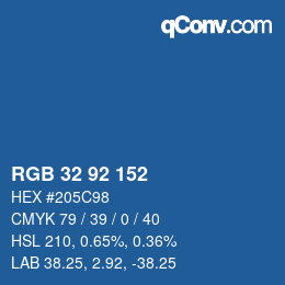 颜色代码: RGB 32 92 152 | qconv.com
