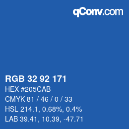 カラーコード: RGB 32 92 171 | qconv.com