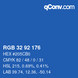 Color code: RGB 32 92 176 | qconv.com