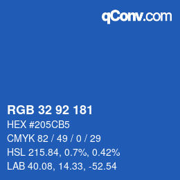Color code: RGB 32 92 181 | qconv.com
