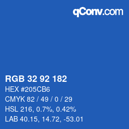 カラーコード: RGB 32 92 182 | qconv.com