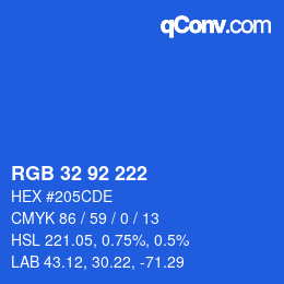 カラーコード: RGB 32 92 222 | qconv.com