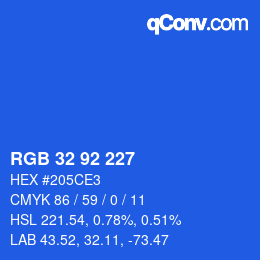 カラーコード: RGB 32 92 227 | qconv.com