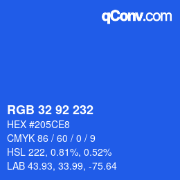 カラーコード: RGB 32 92 232 | qconv.com