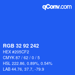 カラーコード: RGB 32 92 242 | qconv.com