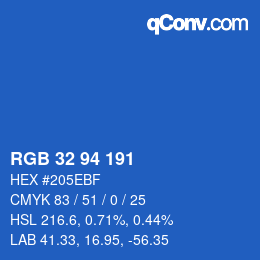 Color code: RGB 32 94 191 | qconv.com