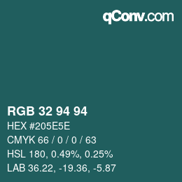 Color code: RGB 32 94 94 | qconv.com