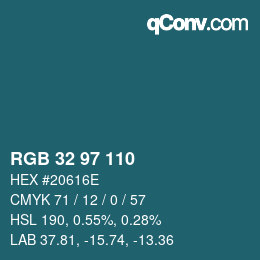 Color code: RGB 32 97 110 | qconv.com
