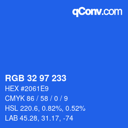 Código de color: RGB 32 97 233 | qconv.com