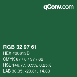 Color code: RGB 32 97 61 | qconv.com
