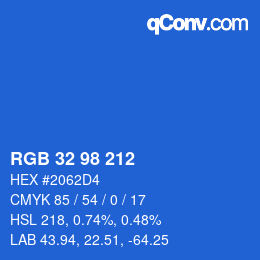 Farbcode: RGB 32 98 212 | qconv.com