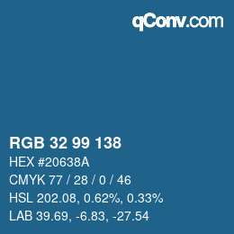 Color code: RGB 32 99 138 | qconv.com