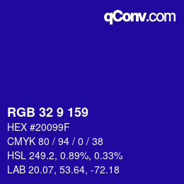 Color code: RGB 32 9 159 | qconv.com
