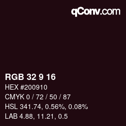 颜色代码: RGB 32 9 16 | qconv.com