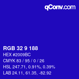 Color code: RGB 32 9 188 | qconv.com