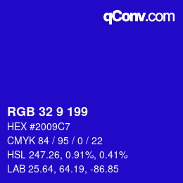 Color code: RGB 32 9 199 | qconv.com