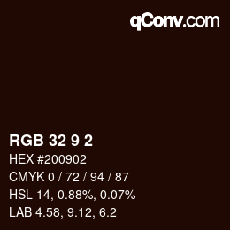 カラーコード: RGB 32 9 2 | qconv.com