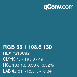 Color code: RGB 33.1 108.8 130 | qconv.com