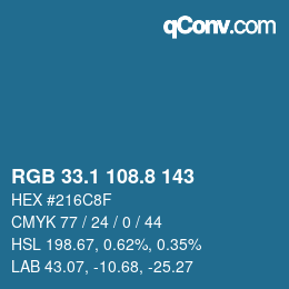 Color code: RGB 33.1 108.8 143 | qconv.com
