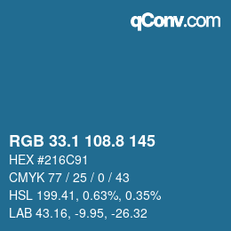 Color code: RGB 33.1 108.8 145 | qconv.com