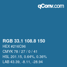 Color code: RGB 33.1 108.8 150 | qconv.com