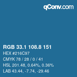 Color code: RGB 33.1 108.8 151 | qconv.com