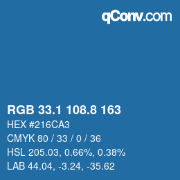 Color code: RGB 33.1 108.8 163 | qconv.com
