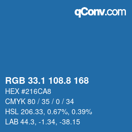 Color code: RGB 33.1 108.8 168 | qconv.com