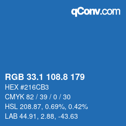 Color code: RGB 33.1 108.8 179 | qconv.com
