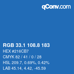Color code: RGB 33.1 108.8 183 | qconv.com