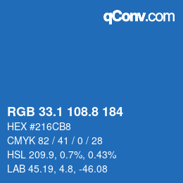 Color code: RGB 33.1 108.8 184 | qconv.com