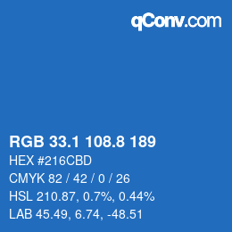 Color code: RGB 33.1 108.8 189 | qconv.com