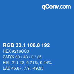 Color code: RGB 33.1 108.8 192 | qconv.com
