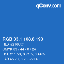 Color code: RGB 33.1 108.8 193 | qconv.com
