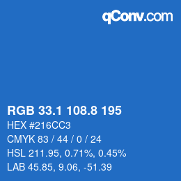Color code: RGB 33.1 108.8 195 | qconv.com