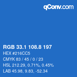 Color code: RGB 33.1 108.8 197 | qconv.com
