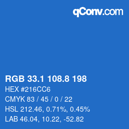 Color code: RGB 33.1 108.8 198 | qconv.com