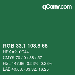 Color code: RGB 33.1 108.8 68 | qconv.com