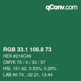 Color code: RGB 33.1 108.8 73 | qconv.com