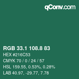 Color code: RGB 33.1 108.8 83 | qconv.com