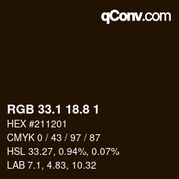 Color code: RGB 33.1 18.8 1 | qconv.com