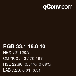Color code: RGB 33.1 18.8 10 | qconv.com