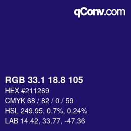 カラーコード: RGB 33.1 18.8 105 | qconv.com