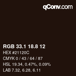 Color code: RGB 33.1 18.8 12 | qconv.com